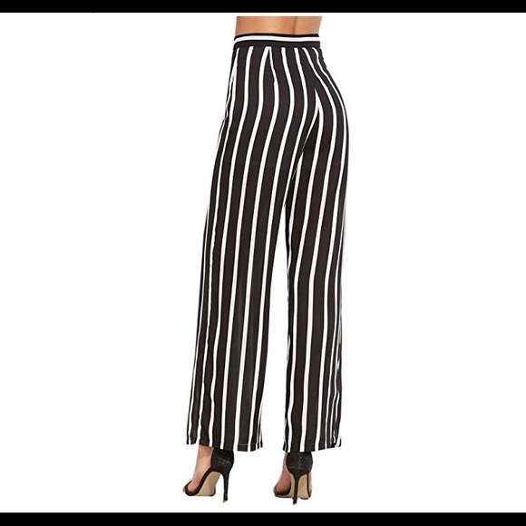 High waisted stripped wide leg Palazzo pants - Picture 3 of 7